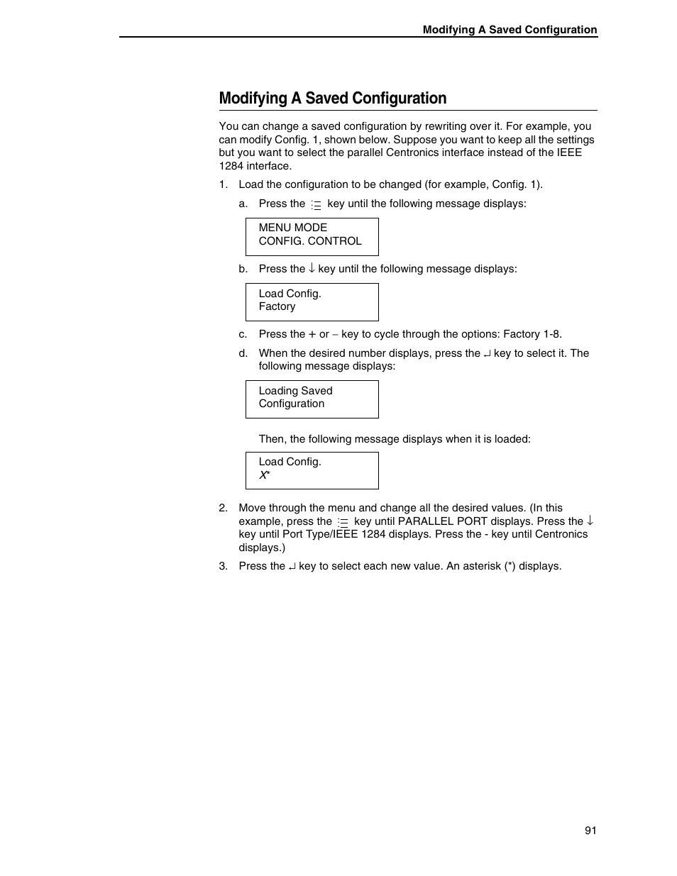 Modifying a saved configuration | Printronix SL5000r RFID Smart Label and Thermal Printers User Manual | Page 91 / 394