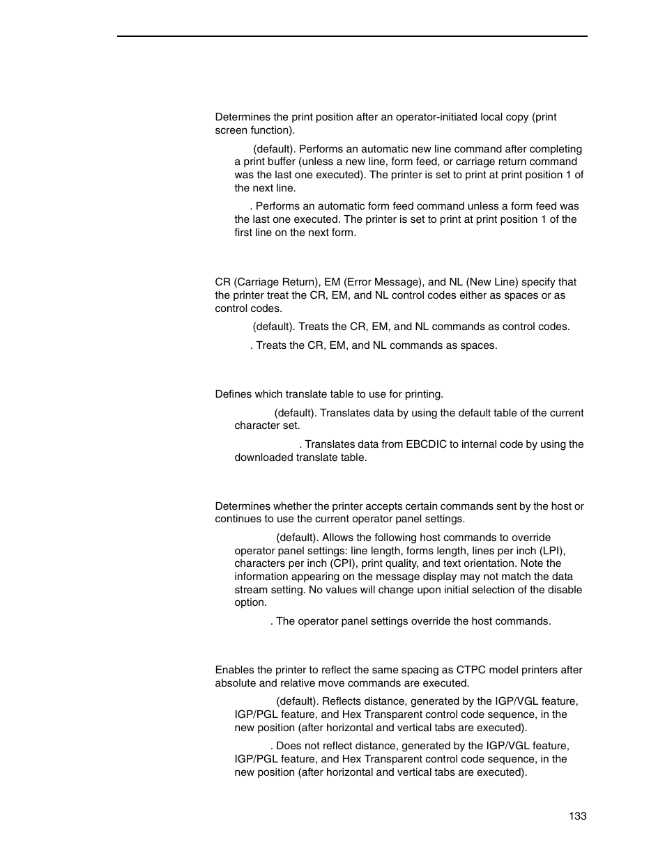 Translate table, Host override, Format control | Printronix P7000 Cartridge Ribbon Printer User Manual | Page 133 / 378