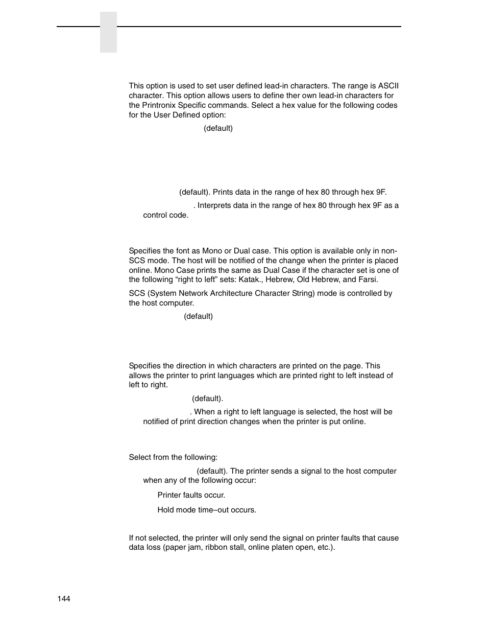 Change case, Set text orientn, Intervention req | Printronix P7000 Cartridge Ribbon Printer User Manual | Page 144 / 378