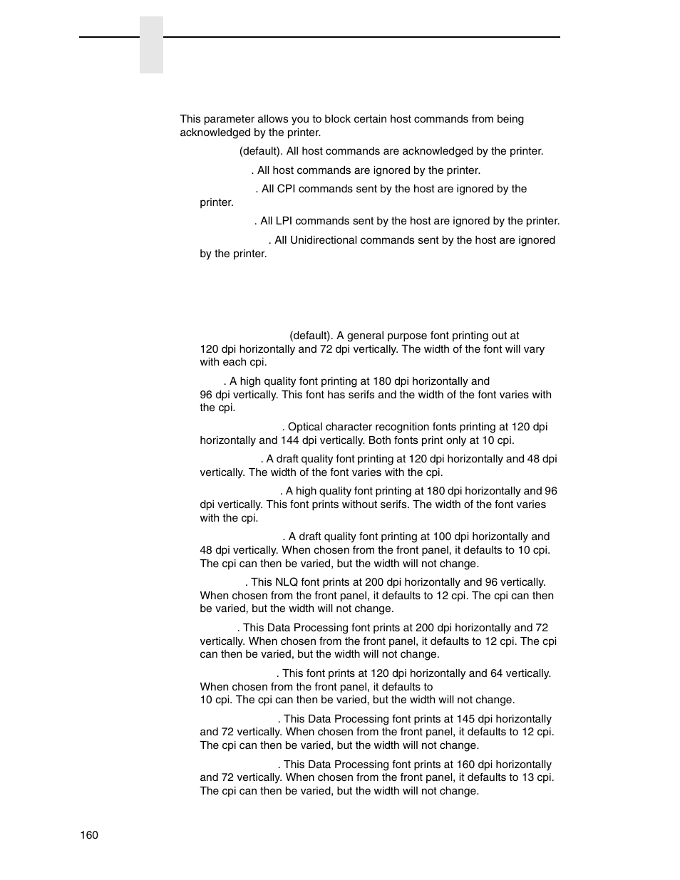 Host command, Font attributes | Printronix P7000 Cartridge Ribbon Printer User Manual | Page 160 / 378