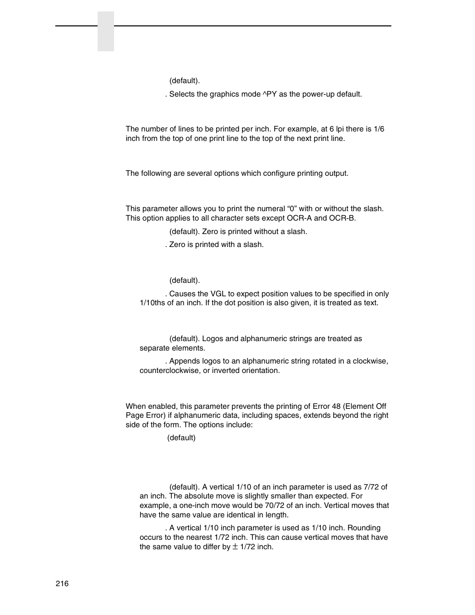 Graphics options | Printronix P7000 Cartridge Ribbon Printer User Manual | Page 216 / 378