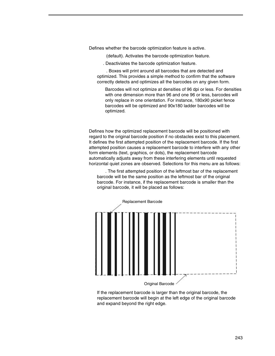 Optimize barcode, Alignment | Printronix P7000 Cartridge Ribbon Printer User Manual | Page 243 / 378