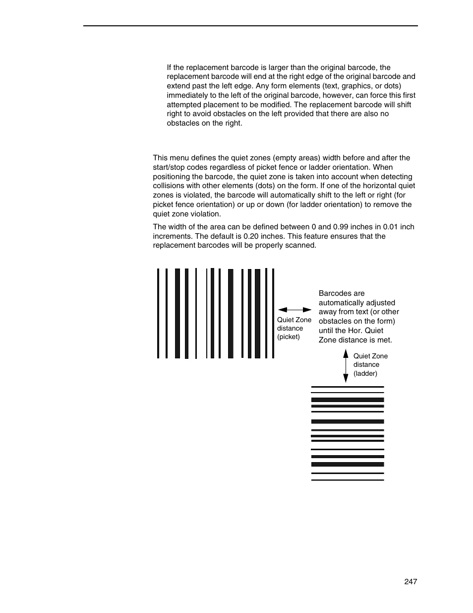 Hor. quiet zone | Printronix P7000 Cartridge Ribbon Printer User Manual | Page 247 / 378