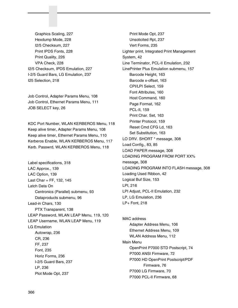Printronix P7000 Cartridge Ribbon Printer User Manual | Page 366 / 378