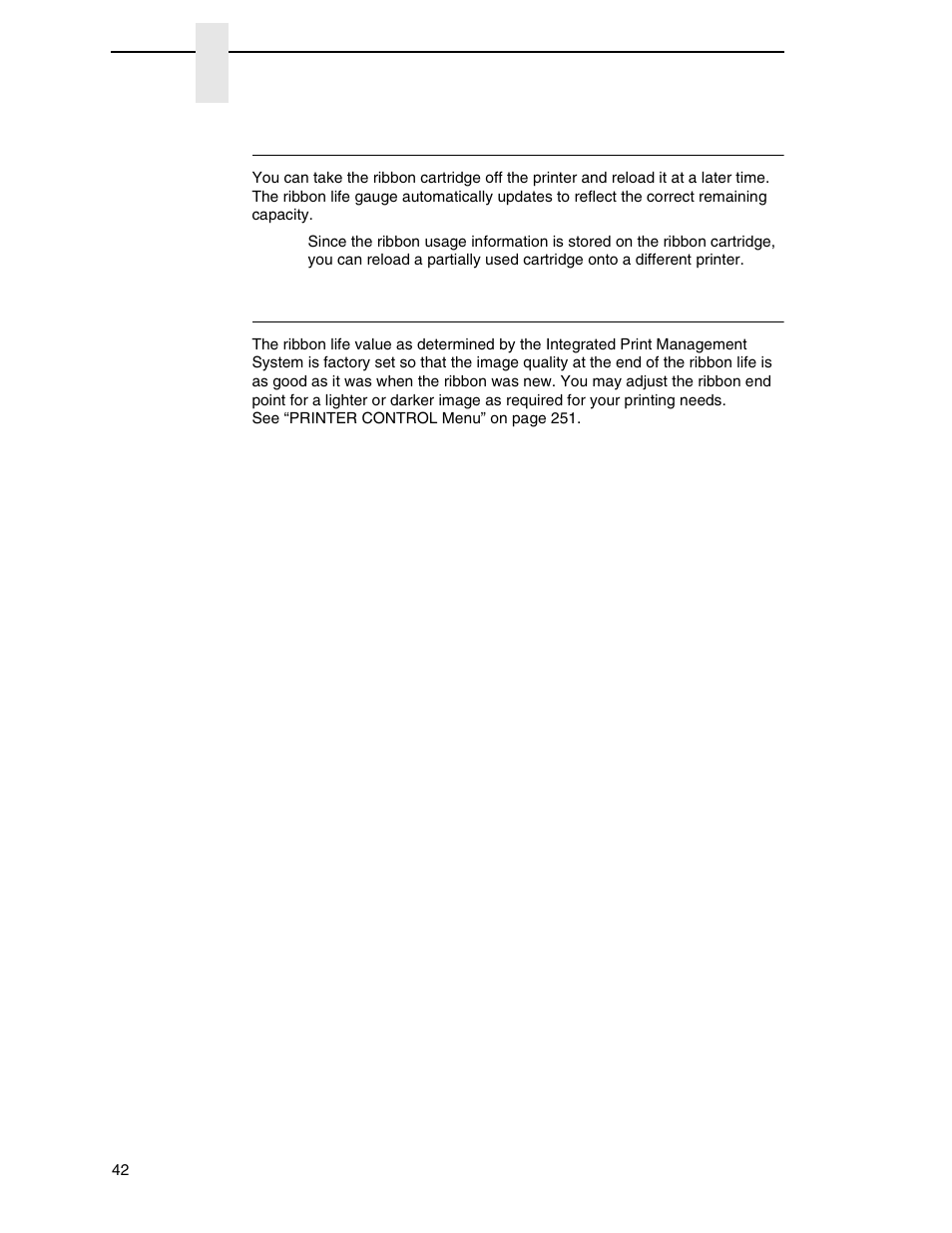 Loading a used ribbon cartridge, Lighter or darker print | Printronix P7000 Cartridge Ribbon Printer User Manual | Page 42 / 378