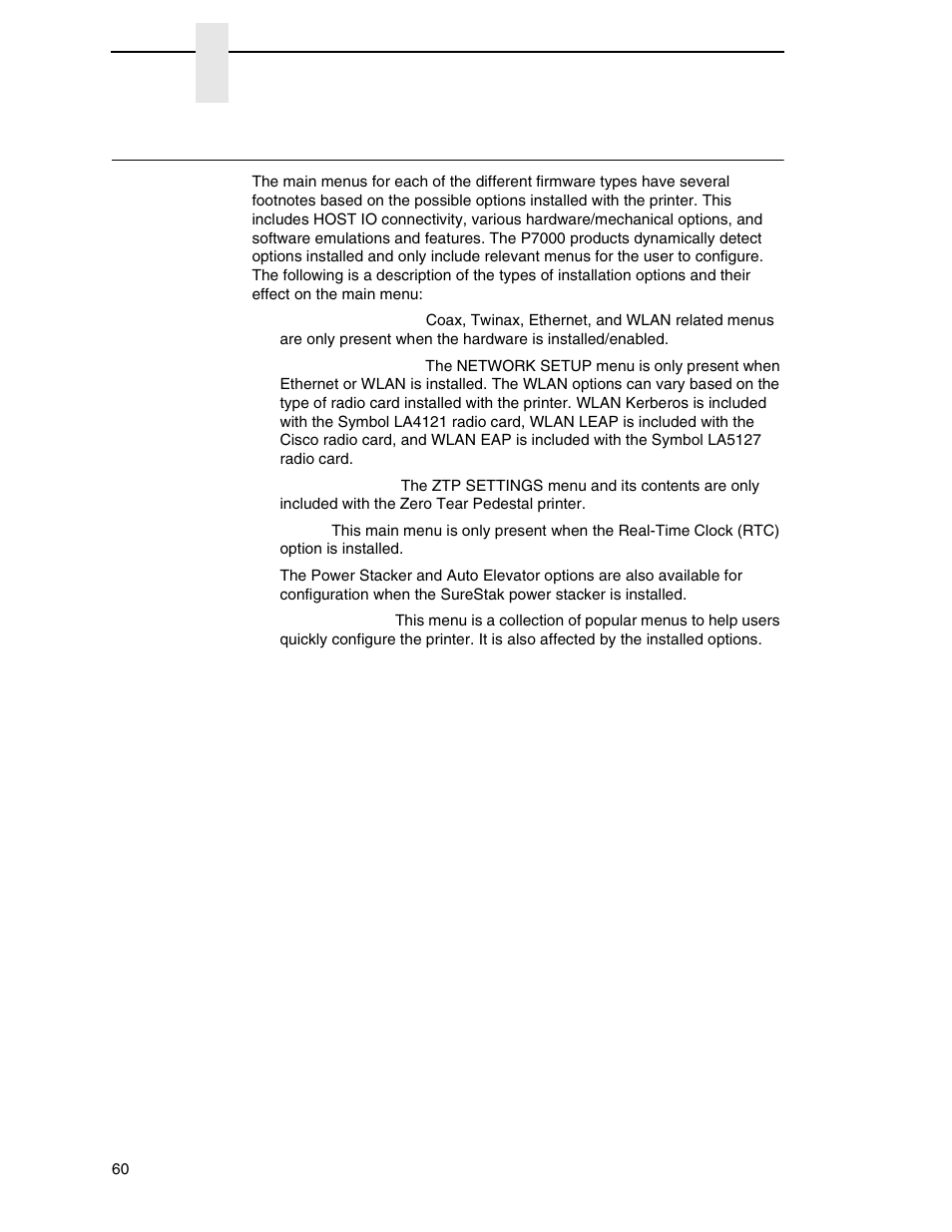 Dynamic menu options | Printronix P7000 Cartridge Ribbon Printer User Manual | Page 60 / 378