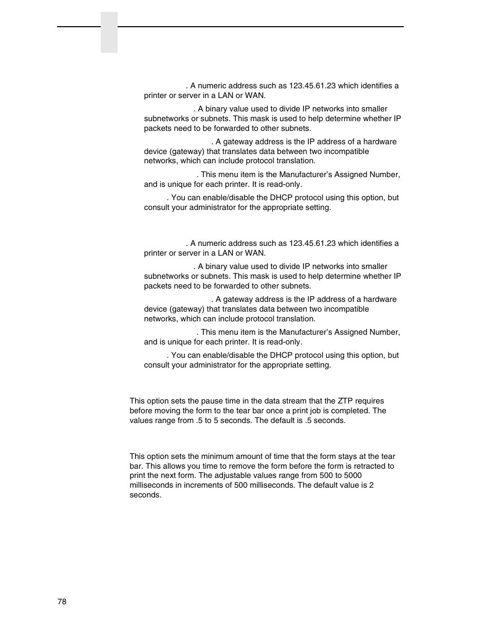 Ethernet address, Wlan address, Ztp datatime | Ztp waittime | Printronix P7000 Cartridge Ribbon Printer User Manual | Page 78 / 378