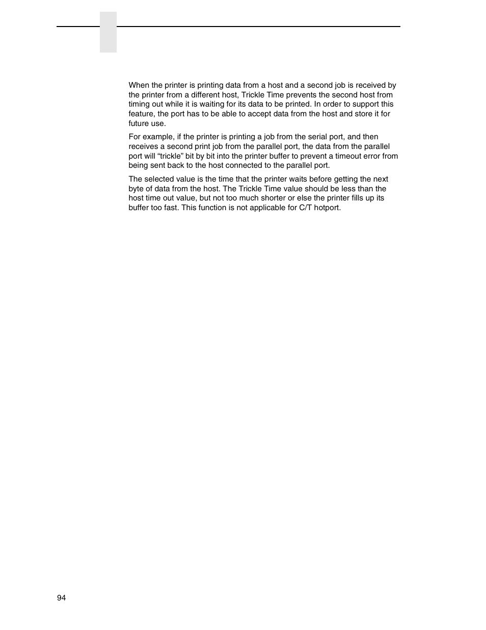 Trickle time | Printronix P7000 Cartridge Ribbon Printer User Manual | Page 94 / 378