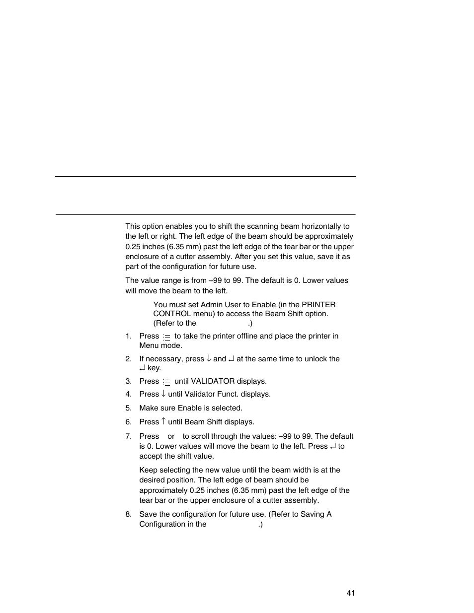 Shifting the scanning beam | Printronix Online Data Validator User Manual | Page 41 / 116