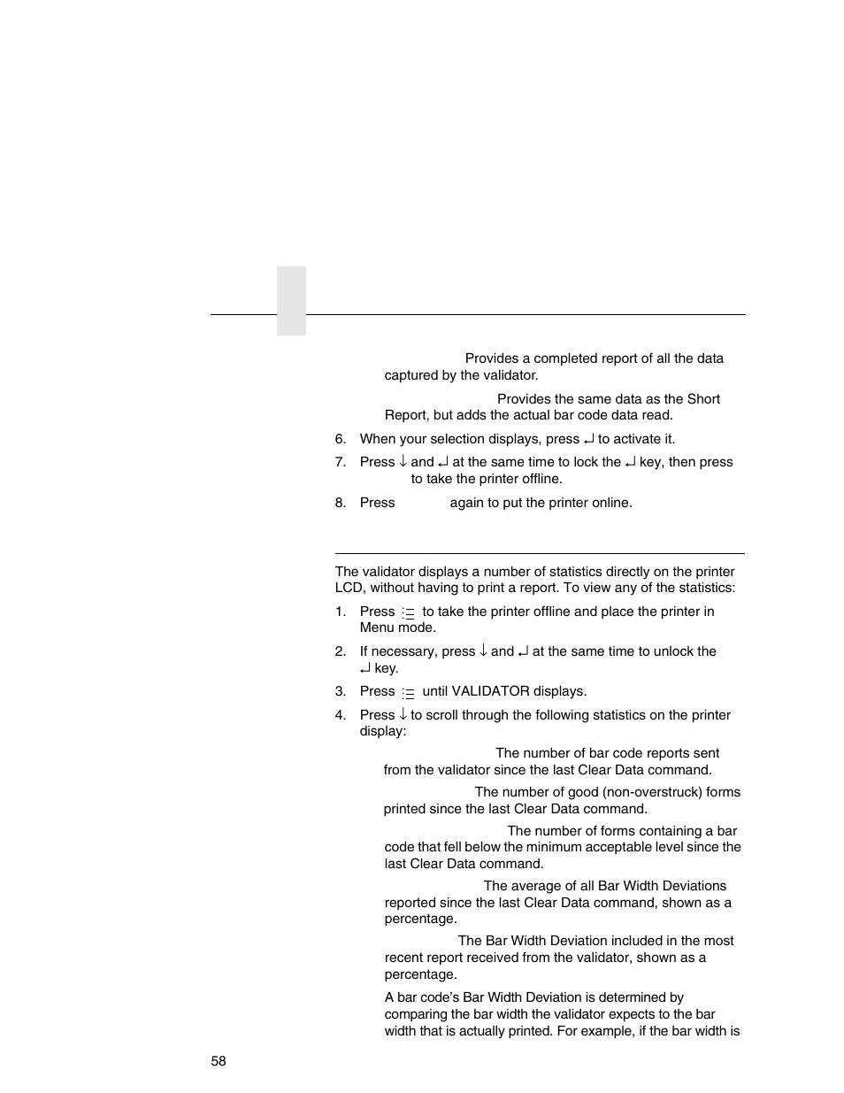 Validator statistics | Printronix Online Data Validator User Manual | Page 58 / 116