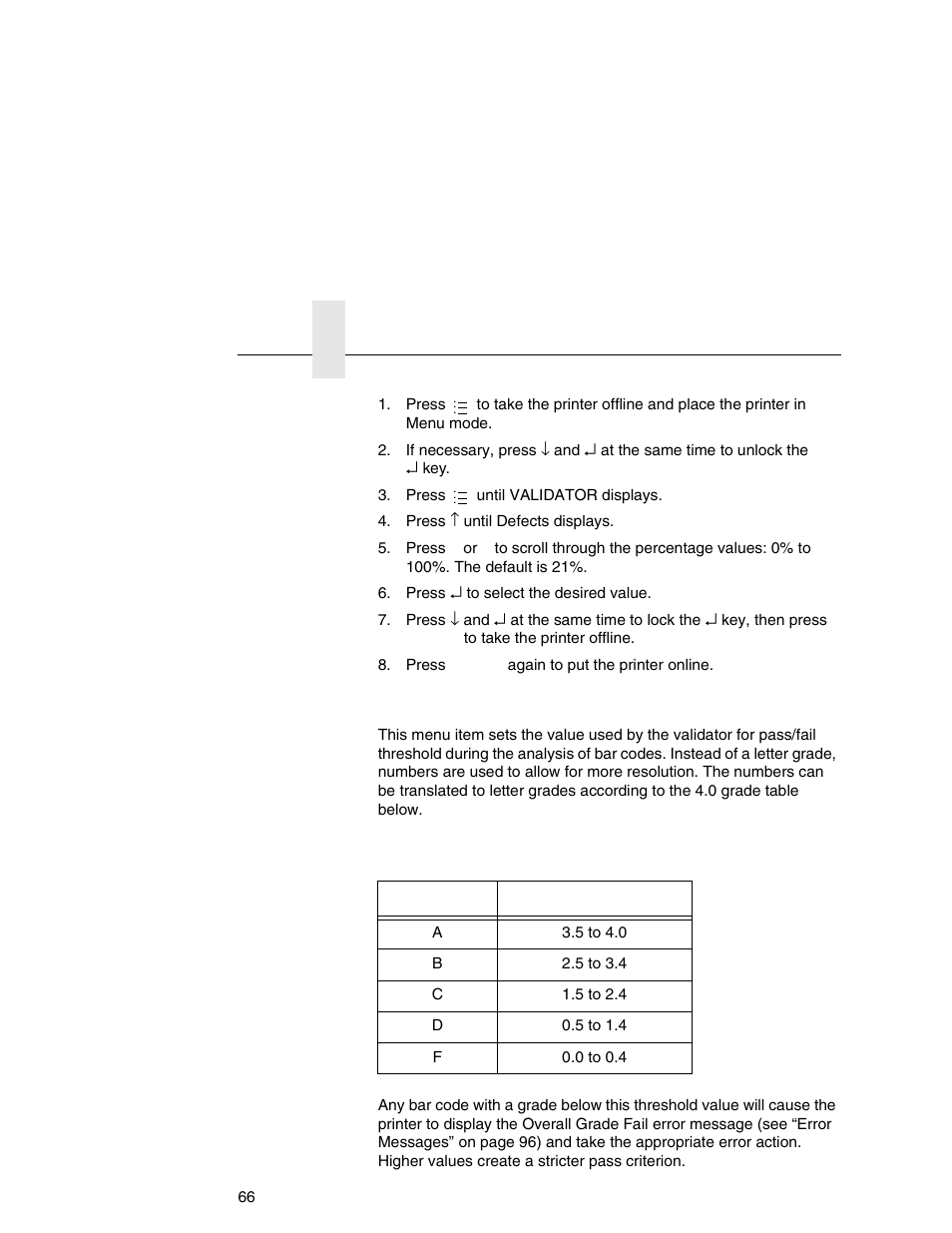 Overall grade | Printronix Online Data Validator User Manual | Page 66 / 116