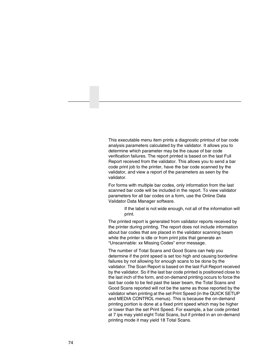 Scan report | Printronix Online Data Validator User Manual | Page 74 / 116