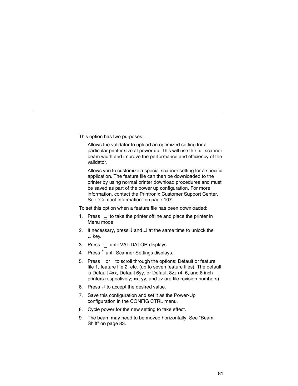Scanner settings | Printronix Online Data Validator User Manual | Page 81 / 116