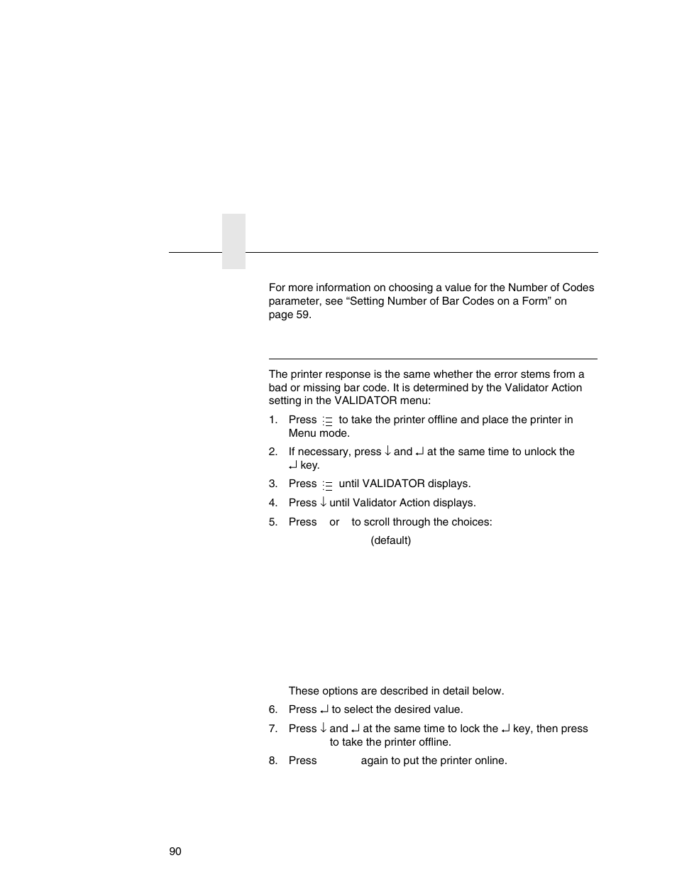 Validator action (error action) | Printronix Online Data Validator User Manual | Page 90 / 116