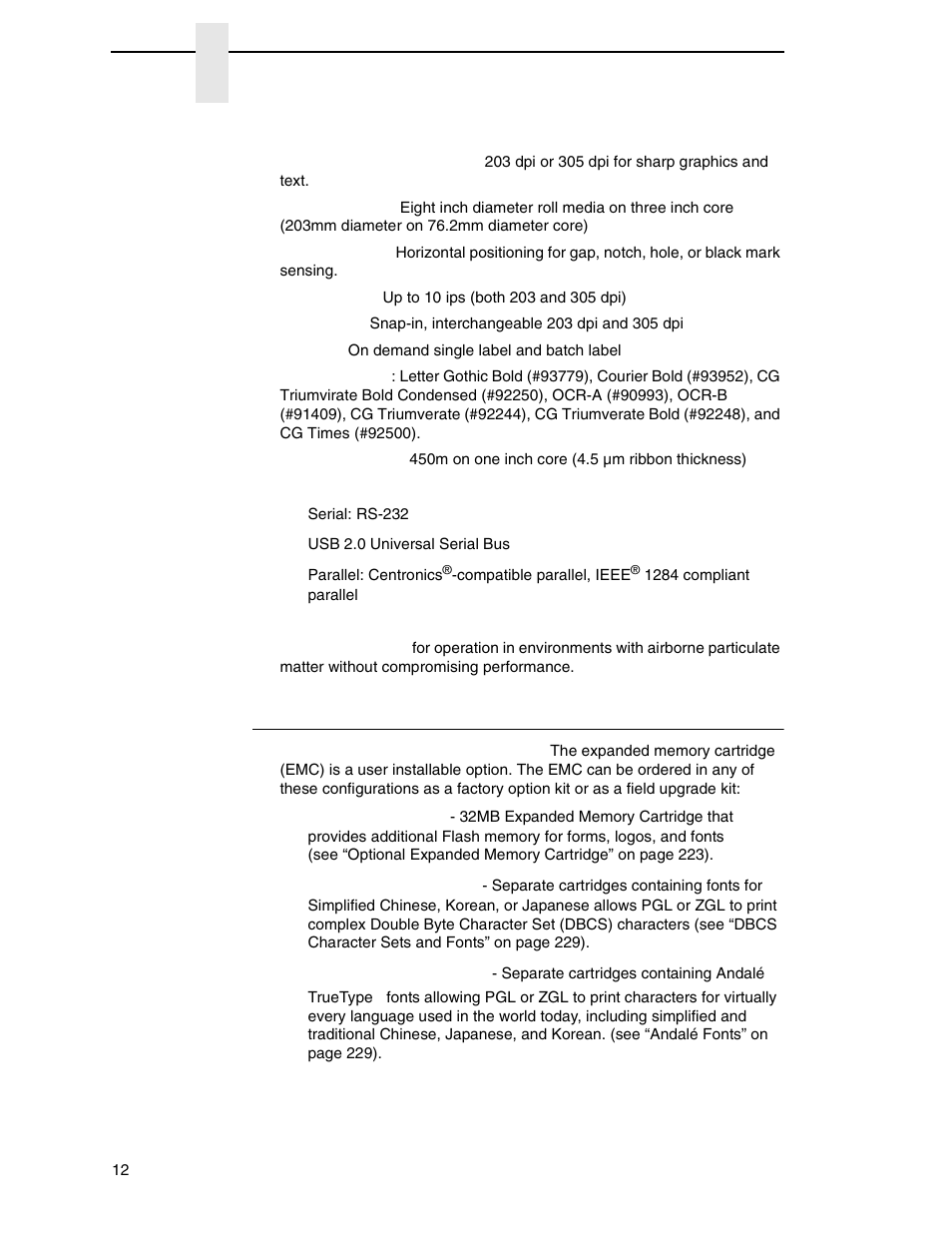 Optional features | Printronix SL4M User Manual | Page 12 / 308
