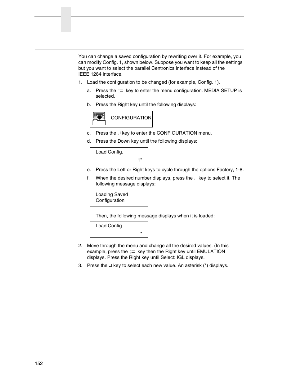 Modifying a saved configuration | Printronix SL4M User Manual | Page 152 / 308
