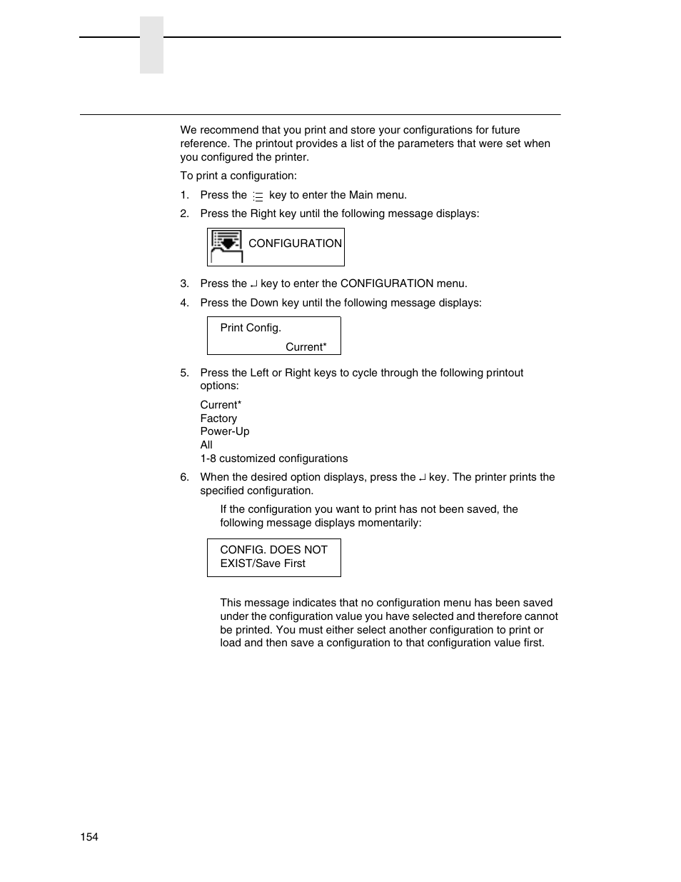 Printing a configuration | Printronix SL4M User Manual | Page 154 / 308