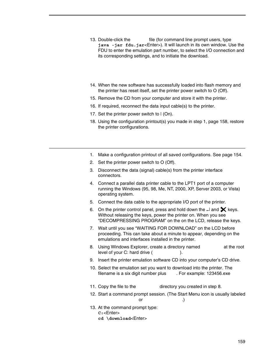 Downloading software through the parallel port | Printronix SL4M User Manual | Page 159 / 308