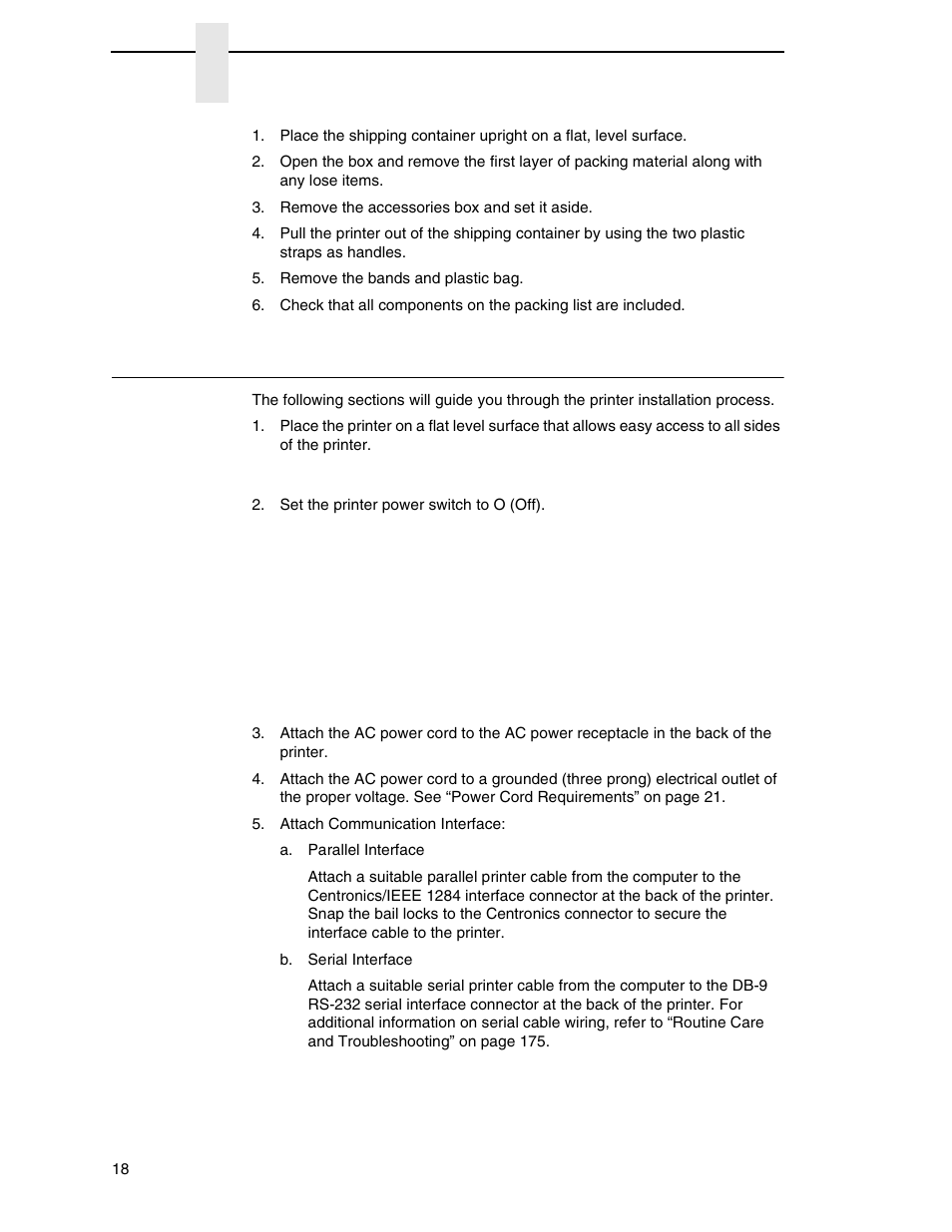 Installation | Printronix SL4M User Manual | Page 18 / 308