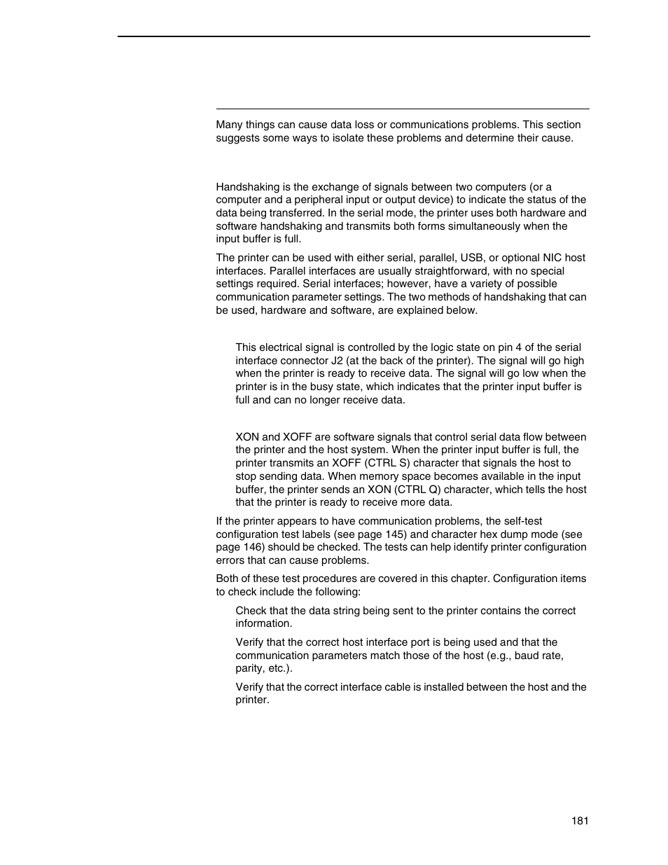 Data exchange, Handshaking | Printronix SL4M User Manual | Page 181 / 308