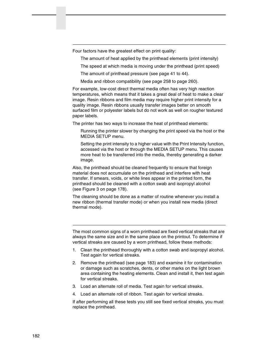 Controlling print quality, Determining printhead wear | Printronix SL4M User Manual | Page 182 / 308