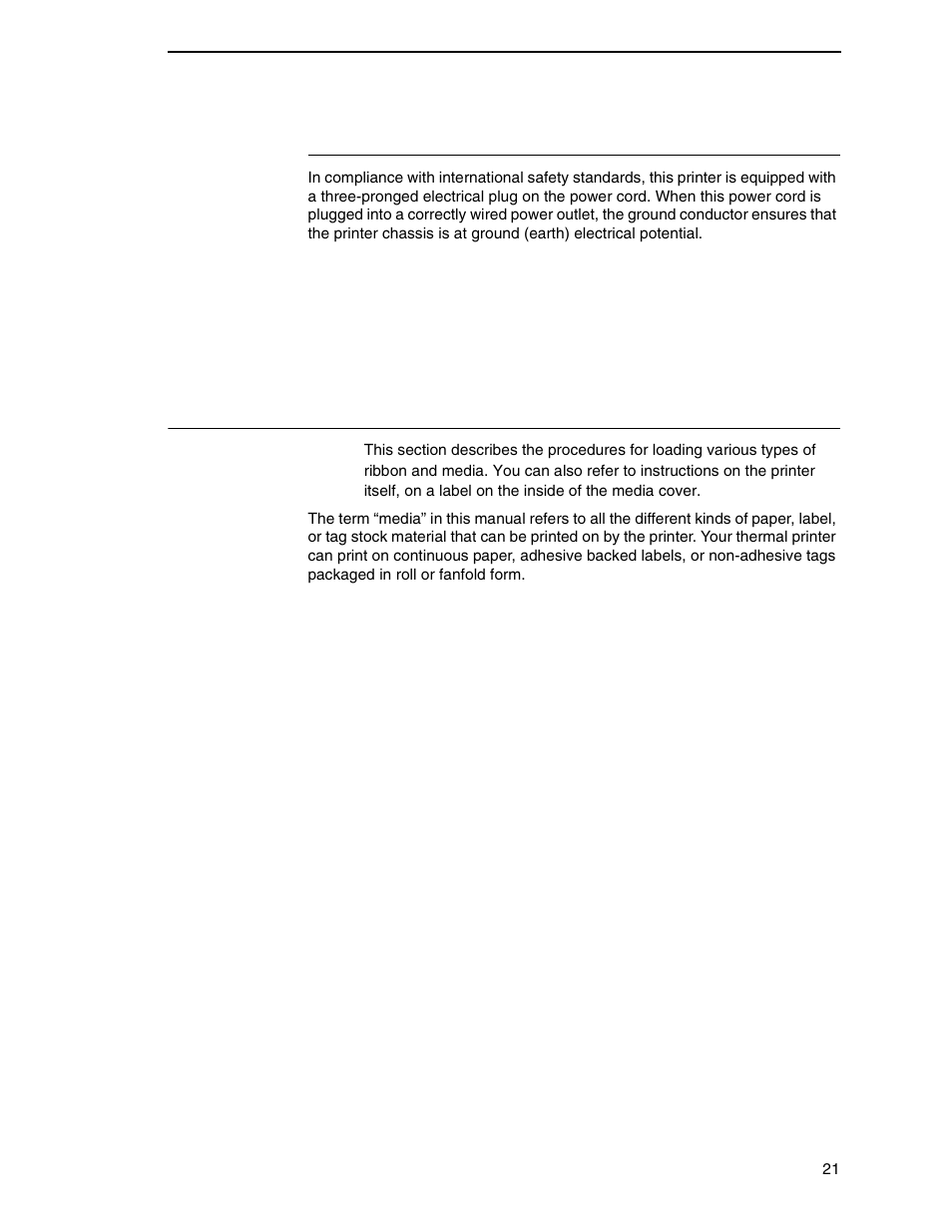 Power cord requirements, Setting up the printer | Printronix SL4M User Manual | Page 21 / 308