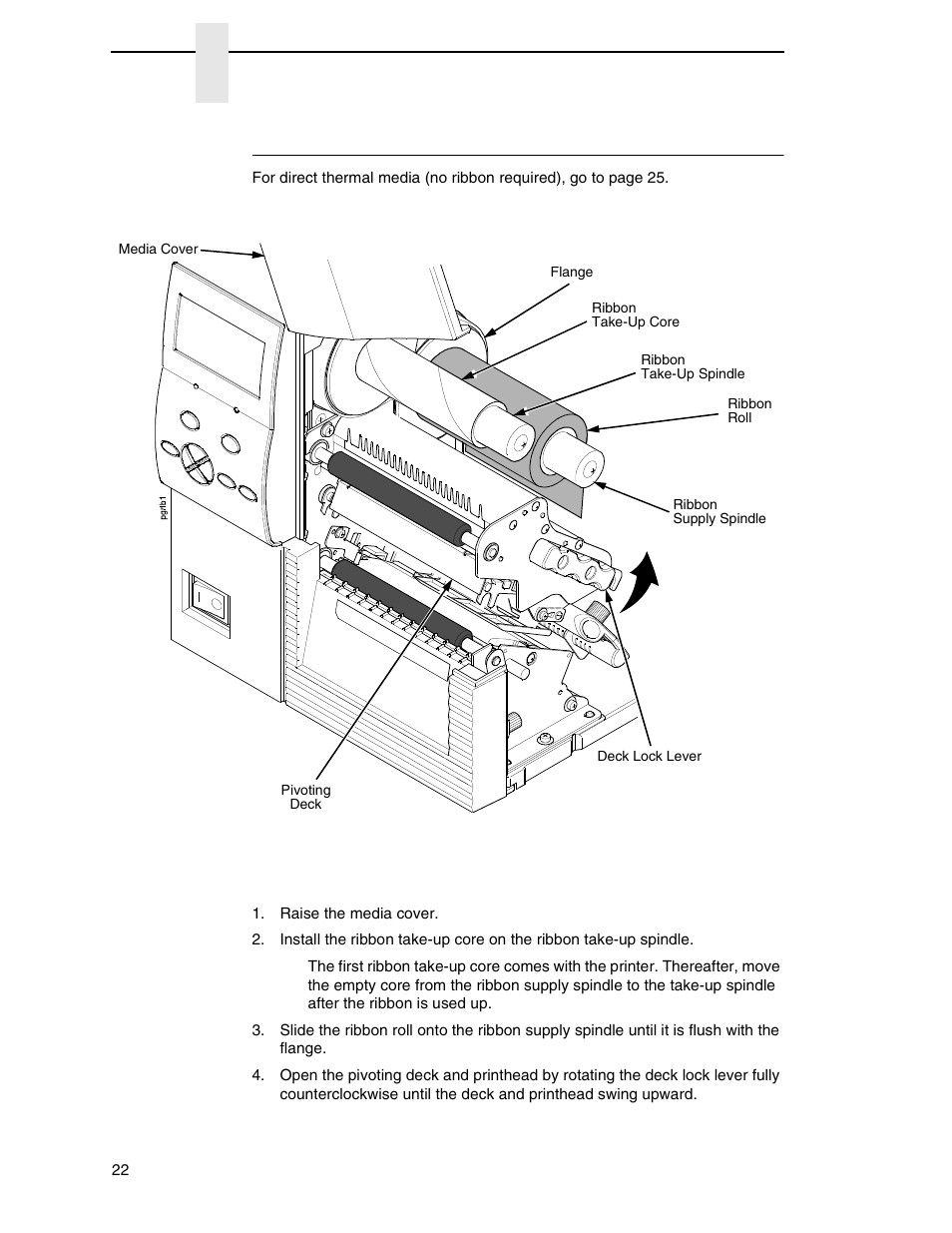 Loading ribbon | Printronix SL4M User Manual | Page 22 / 308