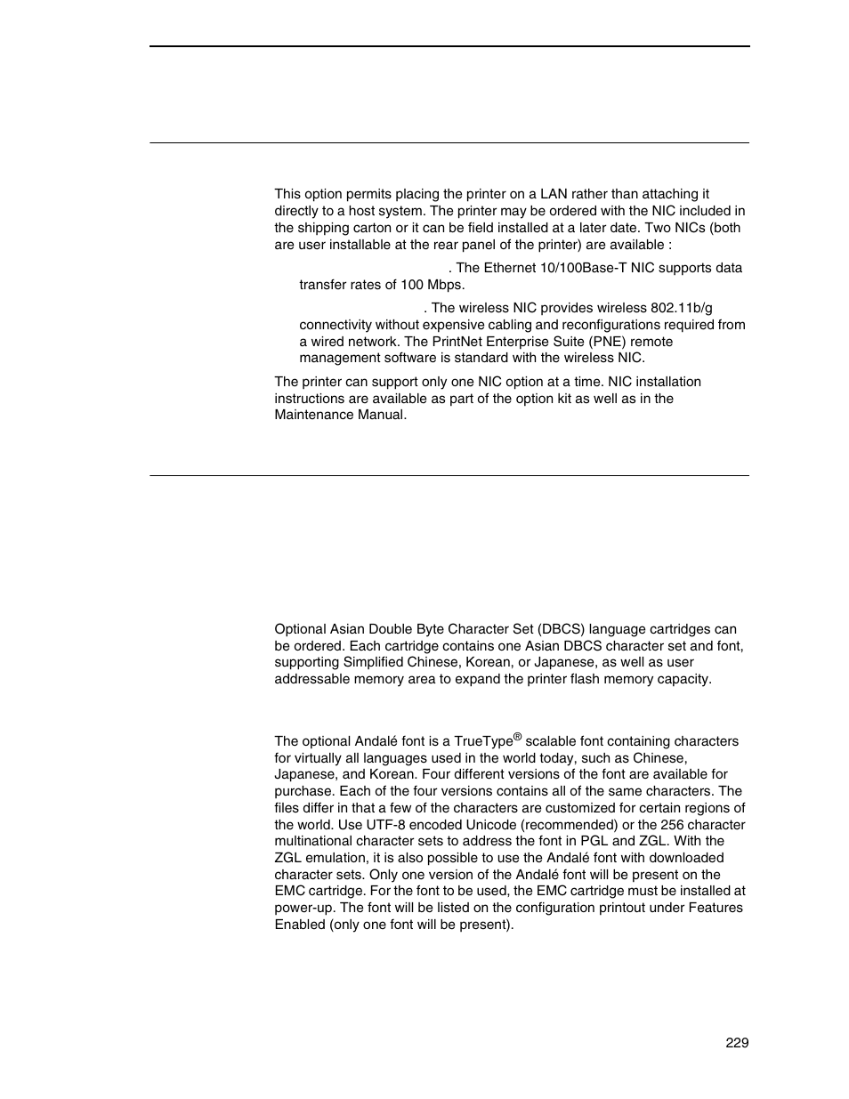 Interface options, Software options | Printronix SL4M User Manual | Page 229 / 308