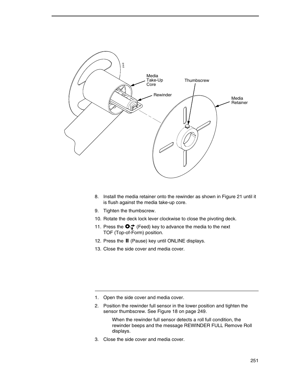 Rewinder full sensor setup, Important | Printronix SL4M User Manual | Page 251 / 308