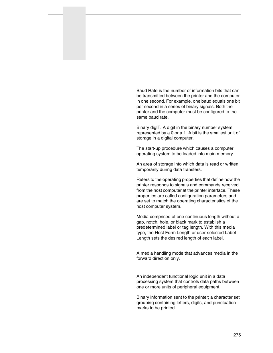 F glossary, Glossary | Printronix SL4M User Manual | Page 275 / 308