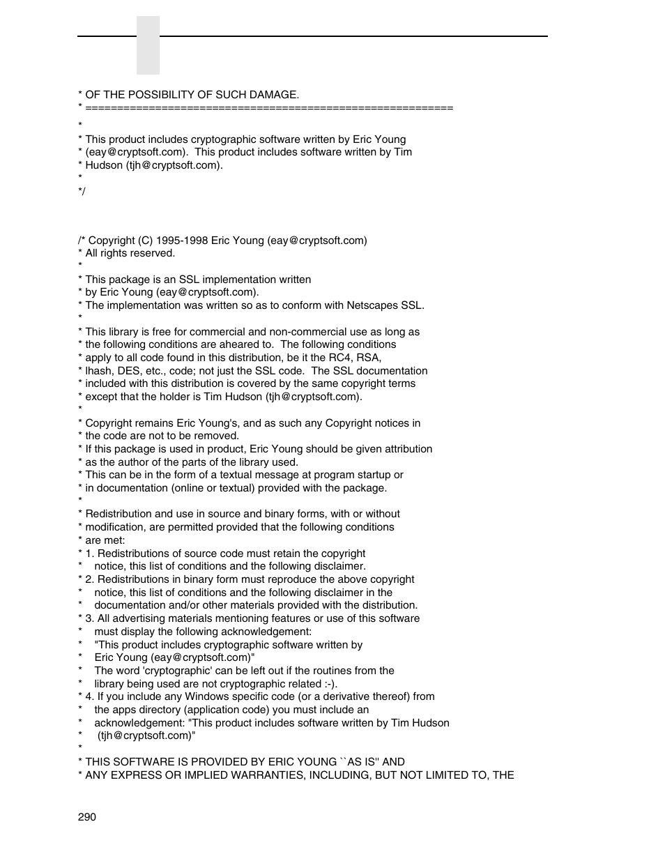 Original ssleay license | Printronix SL4M User Manual | Page 290 / 308