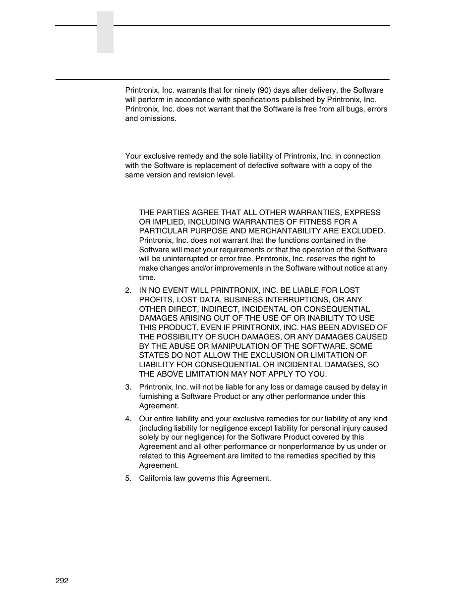 Limited software product warranty | Printronix SL4M User Manual | Page 292 / 308