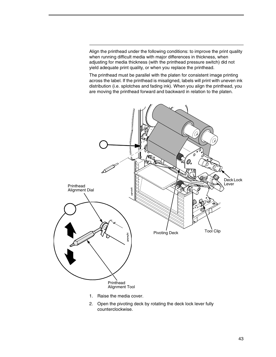 Printhead alignment | Printronix SL4M User Manual | Page 43 / 308