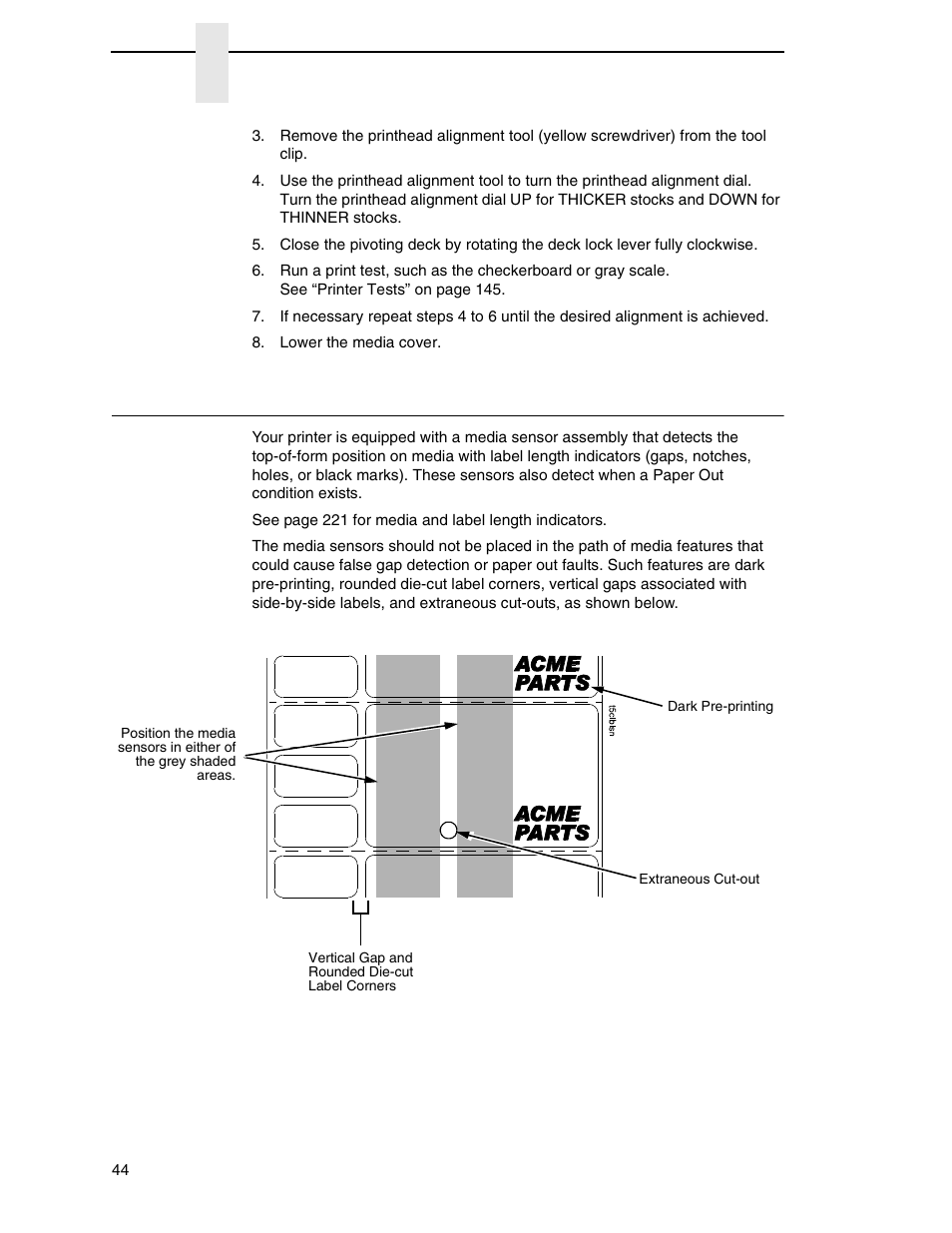 Positioning the media sensors | Printronix SL4M User Manual | Page 44 / 308