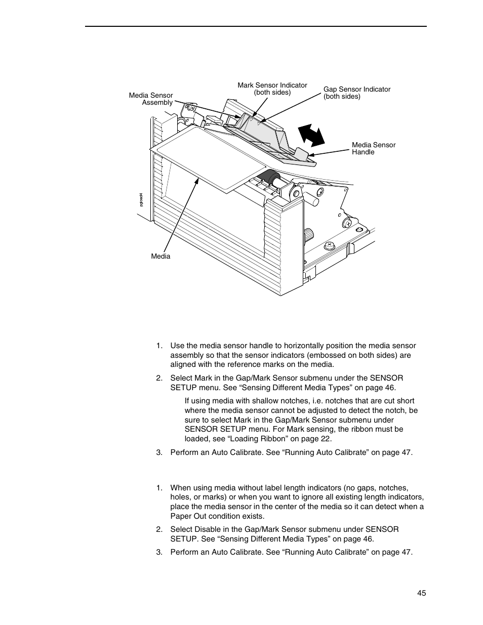 Sensing media with no label length indicators | Printronix SL4M User Manual | Page 45 / 308