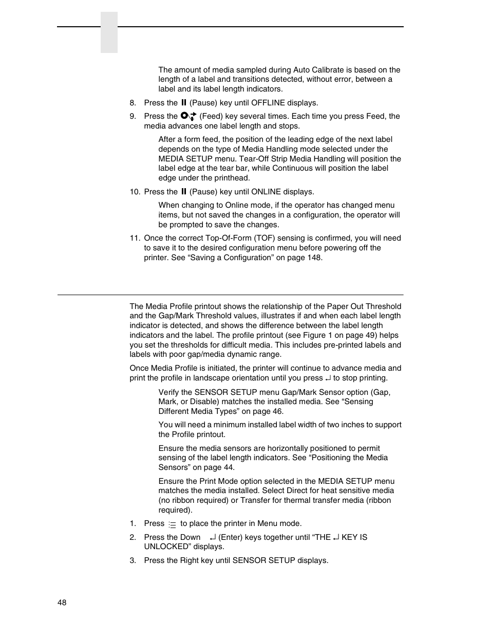 Running media profile | Printronix SL4M User Manual | Page 48 / 308