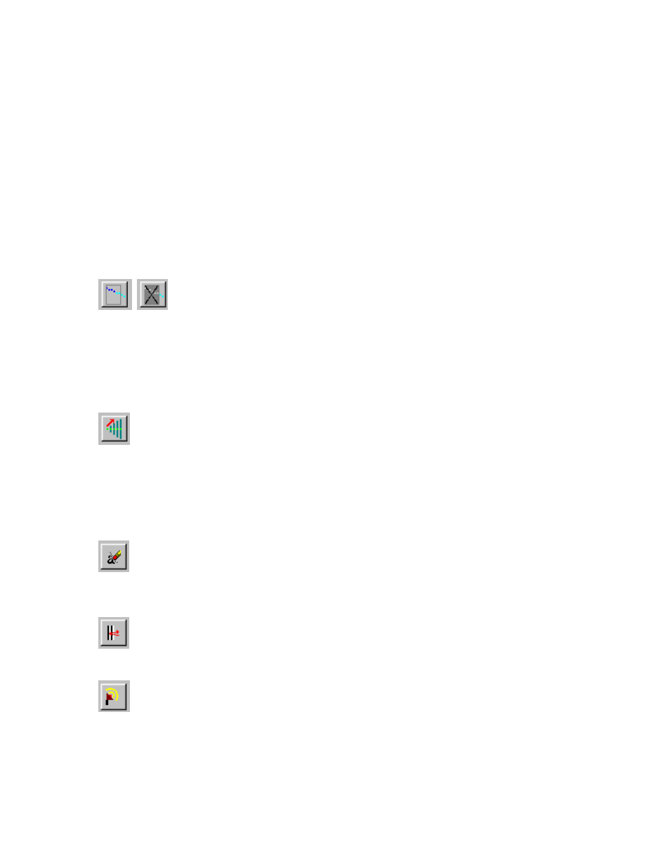 Support menu, About (menu item), Speedbutton bar – screen display | Show all data points, last 64 data points, Zoom in, Erase current session data, Reflectance profile, Transmit sv commands | Printronix Scan Vision User Manual | Page 7 / 14