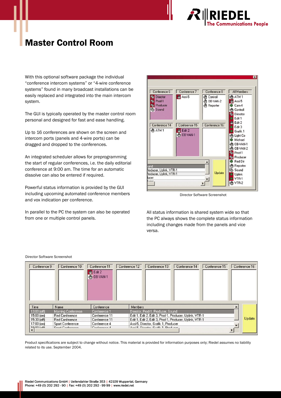 RIEDEL Master-Control-Room User Manual | 1 page