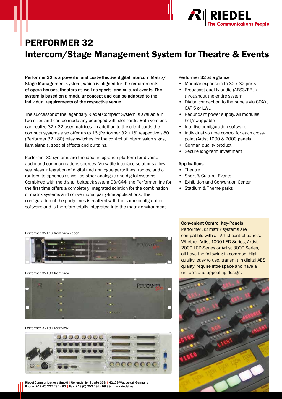 RIEDEL Performer-32 User Manual | 2 pages