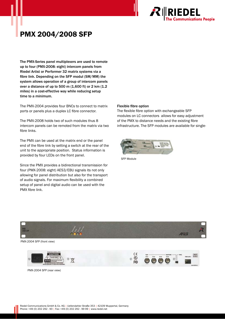 RIEDEL PMX-2004 User Manual | 2 pages