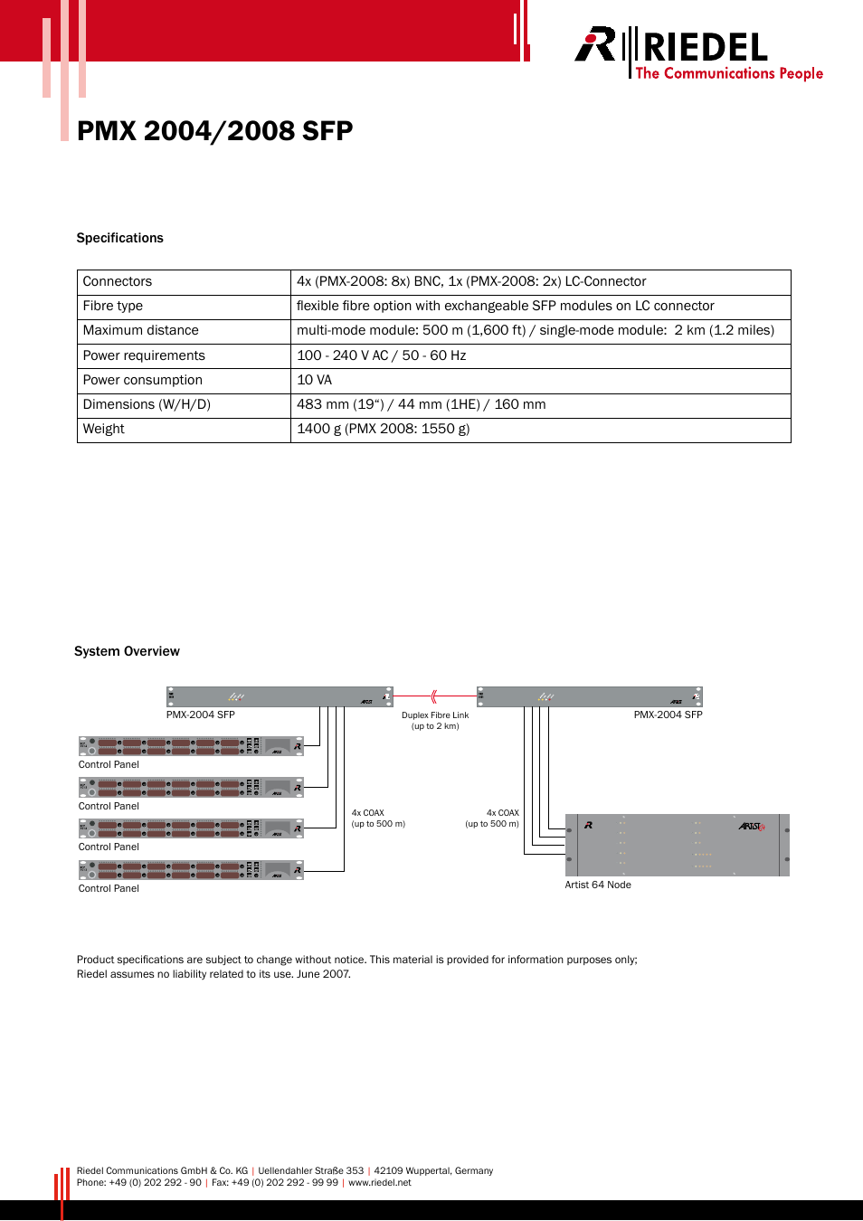 RIEDEL PMX-2004 User Manual | Page 2 / 2