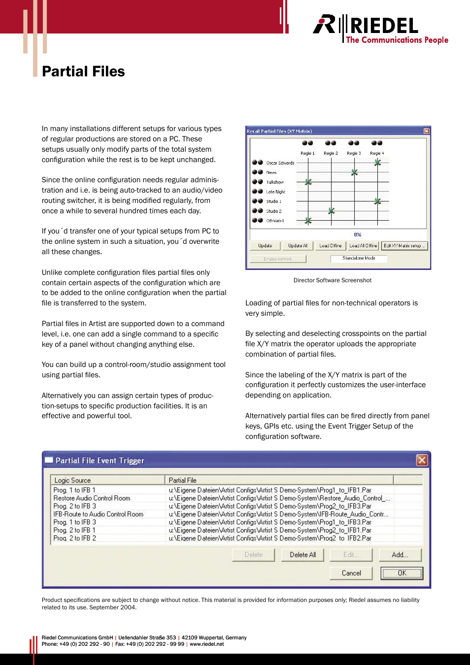 RIEDEL Partial-Files User Manual | 1 page