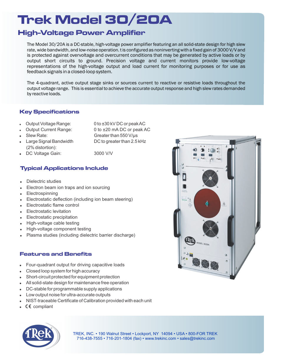Trek 30-20A High-Voltage Power Amplifier User Manual | 2 pages