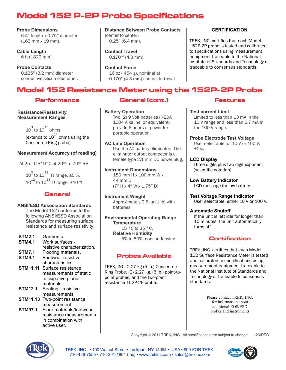 Trek 152P-2P Two Point Resistance Probe User Manual | Page 2 / 2