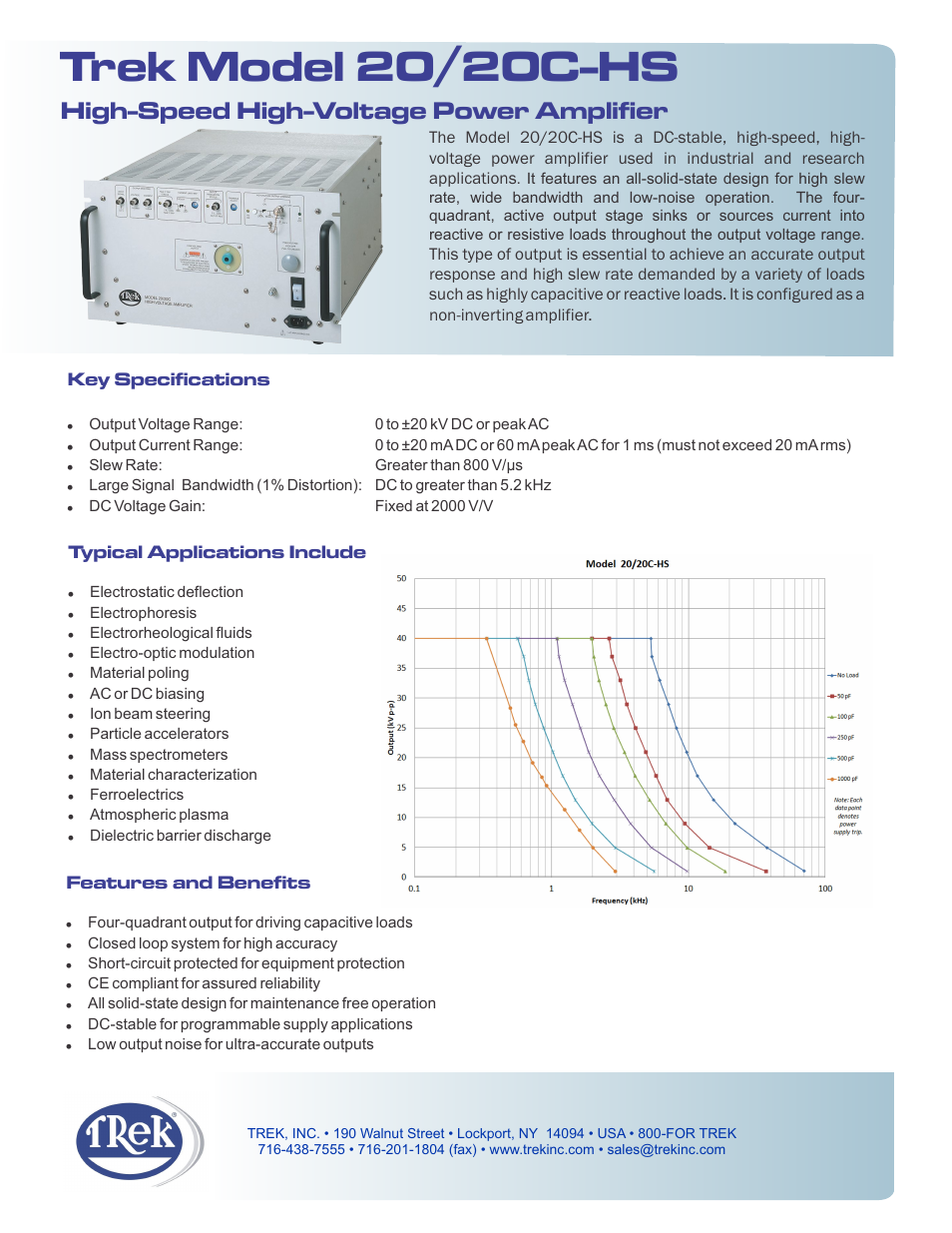 Trek 20-20C-HS High-Voltage Power Amplifier User Manual | 2 pages