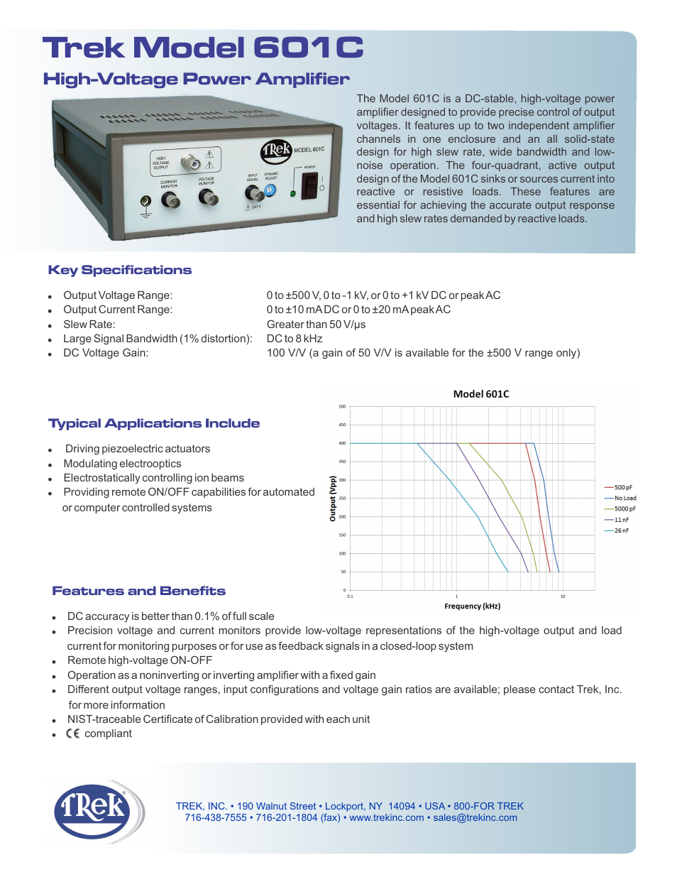 Trek 601C High-Voltage Power Amplifier User Manual | 2 pages