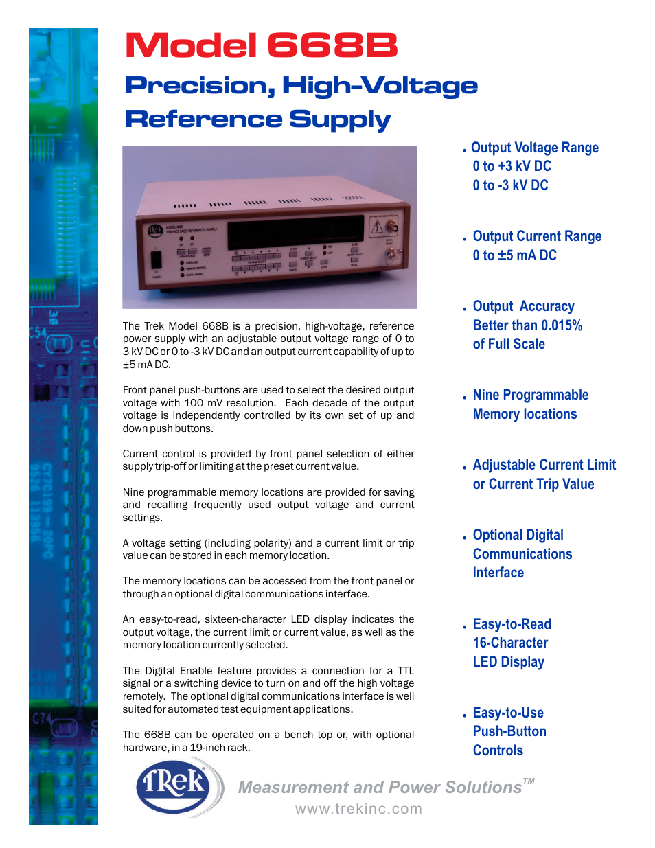 Trek 668B High-Voltage Reference Supply User Manual | 2 pages