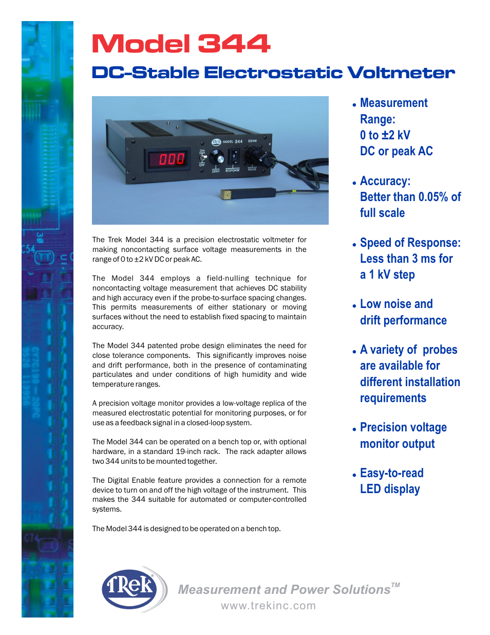 Trek 344 DC Stable Electrostatic Voltmeter User Manual | 2 pages