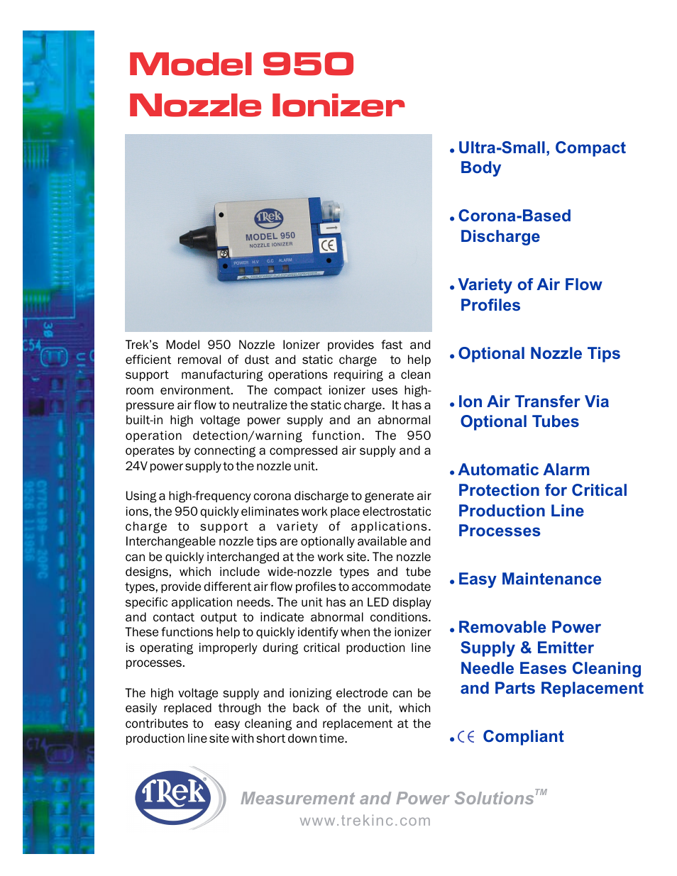 Trek 950 Nozzle Ionizer User Manual | 2 pages