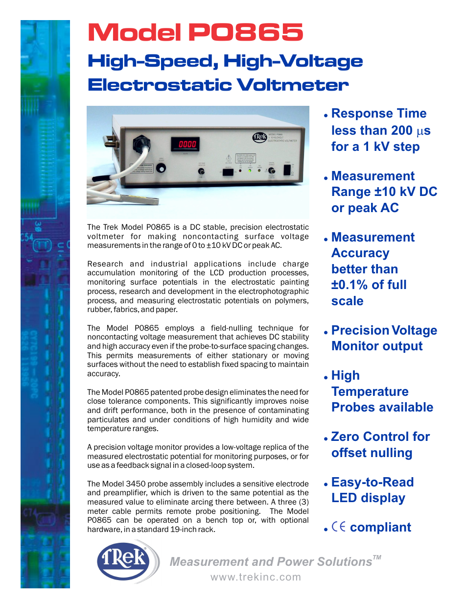 Trek P0865 High-Voltage Electrostatic Voltmeter User Manual | 2 pages